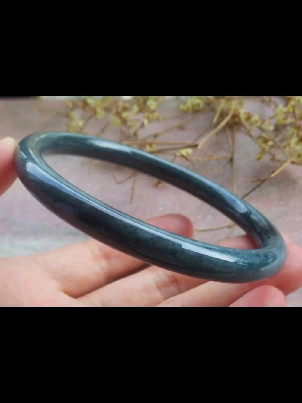 Dark green Gray Jade Bangle Bracelet jadeite certificate luck 70mm 8.5inches